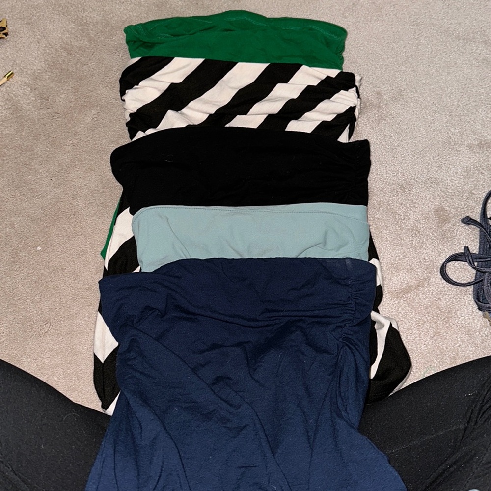 Arden B strapless tops, size small, green, black, navy, sea-foam, b/w stripe